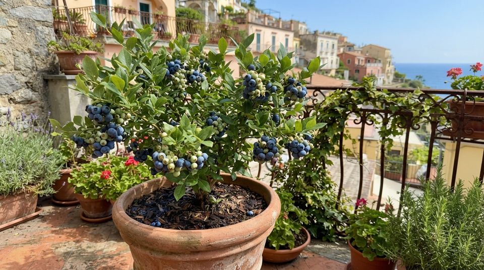 Mirtilli in vaso: terriccio acido e cure per una raccolta abbondante